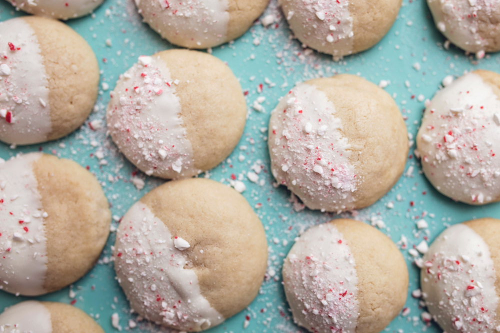 White Chocolate Dipped Peppermint Sugar Cookies