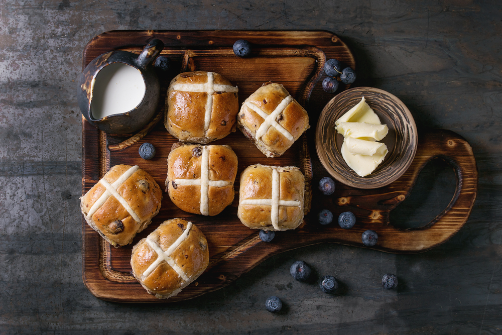 blueberry lemon hot cross buns