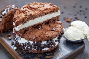 double chocolate chip ice cream sandwich