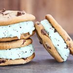 mint chocolate chip ice cream sandwich