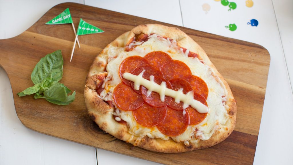 mini naan football pizza