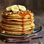 banana pancakes with caramel syrup