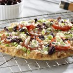 greek style grilled naan pizza