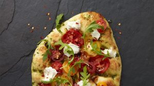 naan caprese pizza