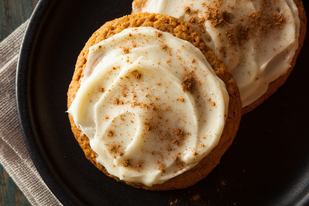 pumpkin spice cookies with cream cheese frosting