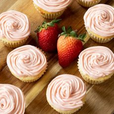 Strawberry Frosted Vanilla Cupcakes