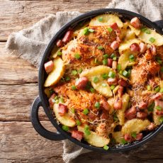 Cheesy Chicken, Ham & Potato Skillet