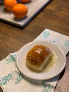 orange glazed beehive roll