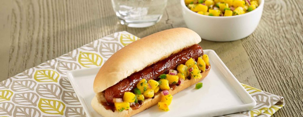 Grilled Franks with Mango Salsa