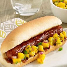 Grilled Franks with Mango Salsa