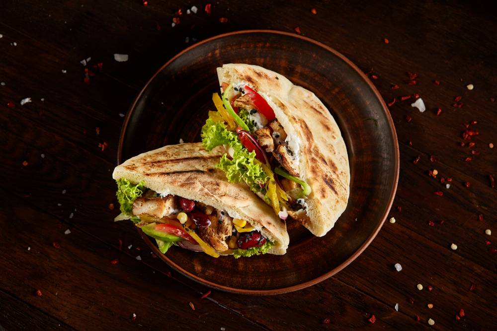 Grilled Chicken & Veggie Filled Pita Bread