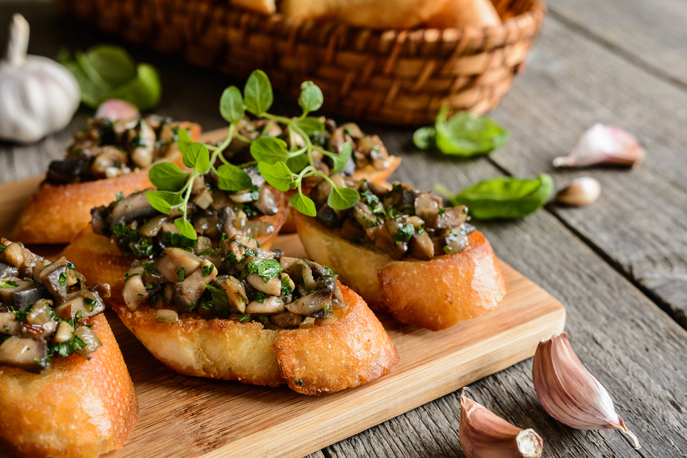 Fried Baguettes with Mushroom, Garlic & Herbs