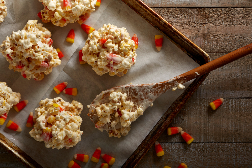 Candy Corn Popcorn Balls