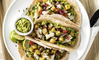 Guacamole & Grilled Fish Tacos with Pineapple Salsa