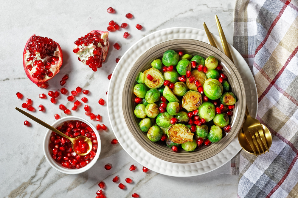 Roasted Pomegranate & Walnut Brussels Sprouts