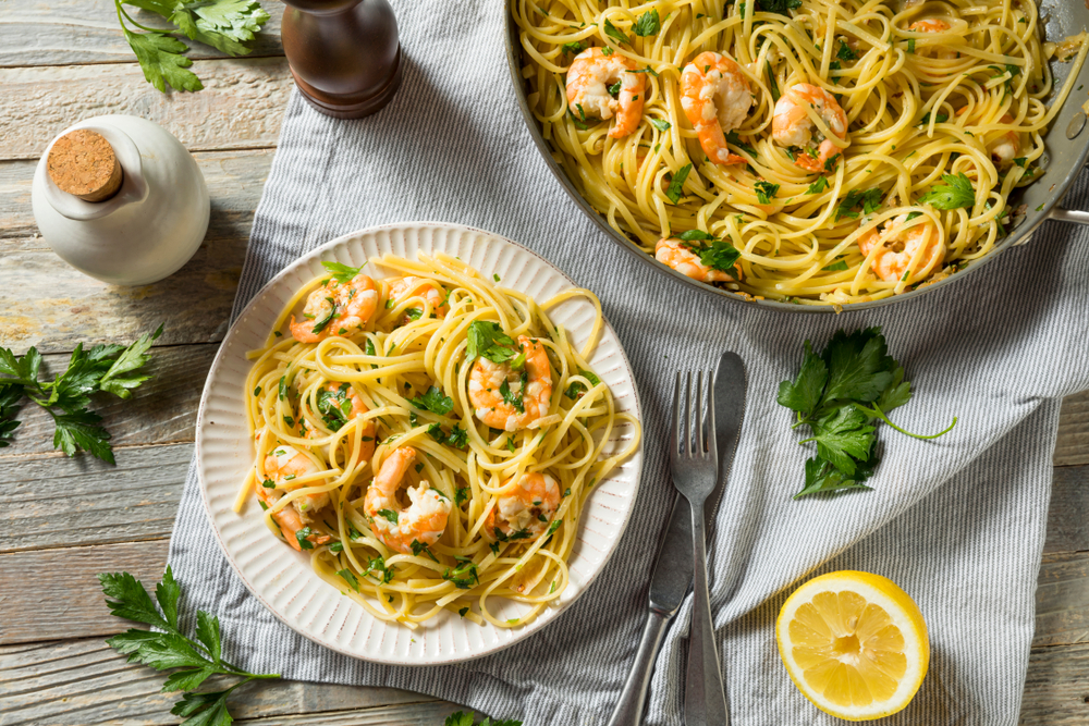 Garlic Butter Cream Pasta & Shrimp Scampi