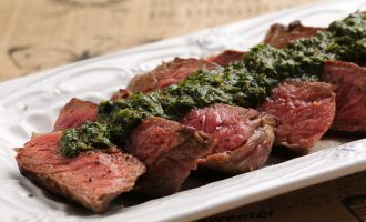 flat iron steak with chimichurri sauce