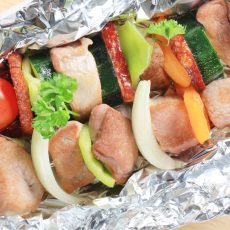 pork and vegetable foil packet