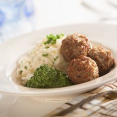 Italian - Style Meatball Risotto with Basil Pesto