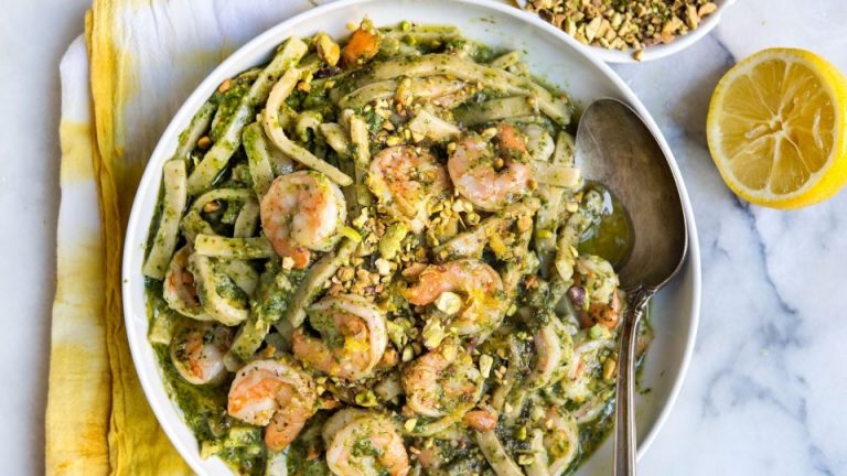 Shrimp Pesto Pasta - Alisons Pantry Delicious Living Blog