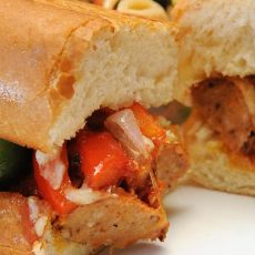 Dutch Oven Sausage and Peppers Sandwiches