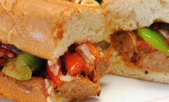 Dutch Oven Sausage and Peppers Sandwiches