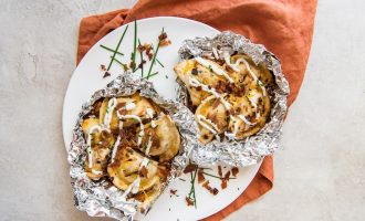 Cheesy Grilled Pierogy Packets w/Bacon