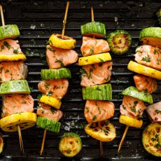 Grilled Salmon & Vegetable Kabobs
